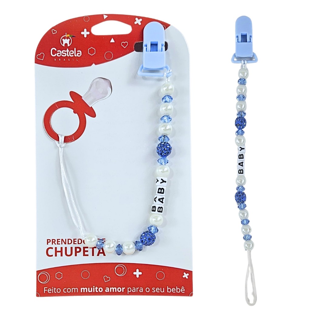 Prendedor de Chupeta Baby Azul Perola Trava Clipe Livre BPA - Castela em Oferta na Shopee