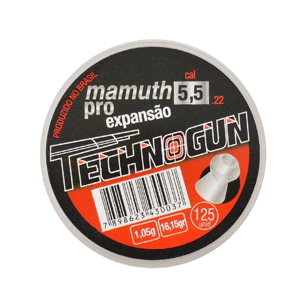 Detalhes do 3x Chumbinho Technogun Mamuth Pro Expansão 5.5mm 125un.