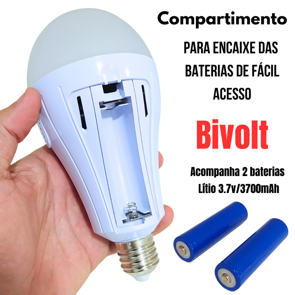 Lâmpada Recarregável De Emergência LED Inteligente De 20W Acendimento Automatico Falta de Energia