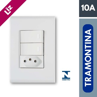 Conjunto 4x2 com 2 Interruptores Simples e 1 Tomada 2P+T 10A Liz Tramontina em Oferta na Shopee