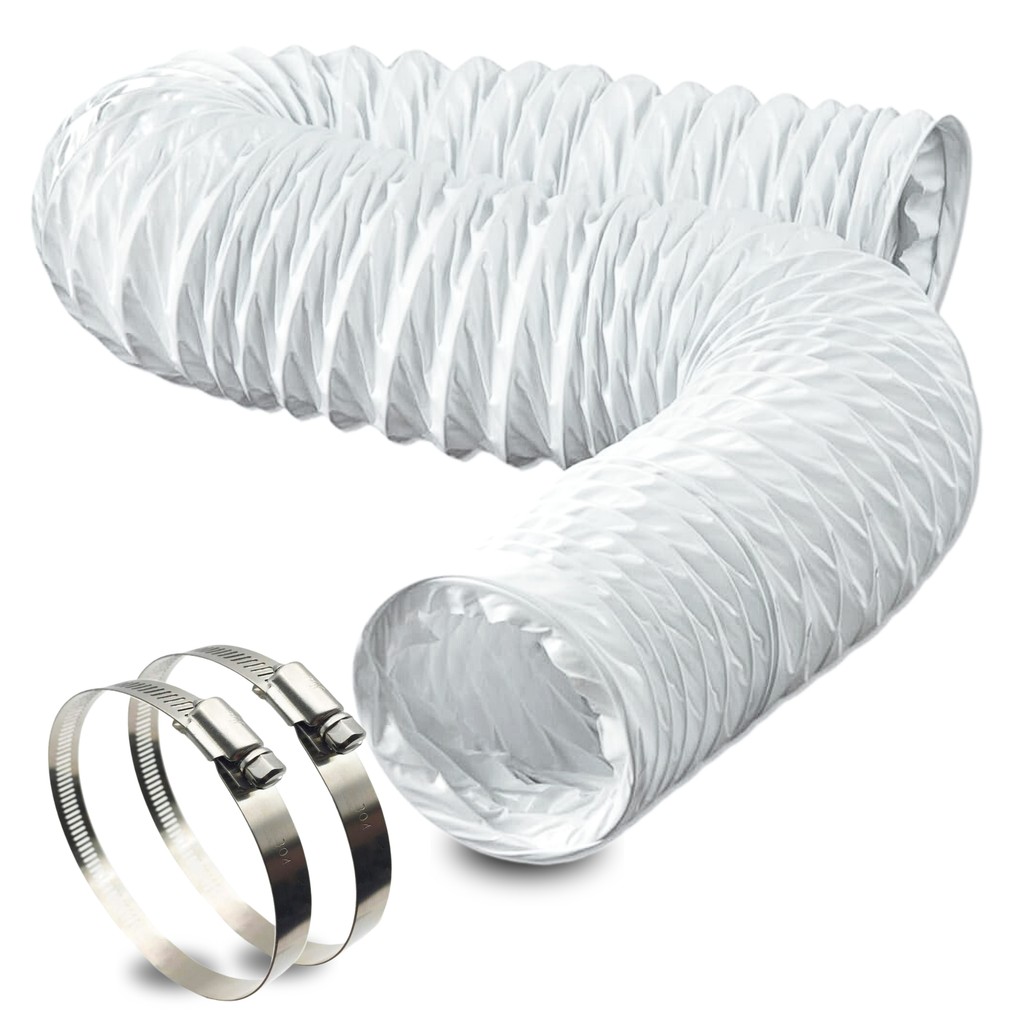 Duto Tubo PVC 150mm 5 Metros 6" Polegadas Flexivel + 2 Abraçadeira Ar Condicionado Portátil Exaustor