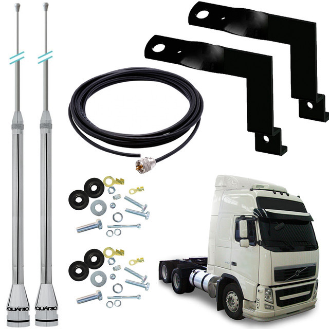 2 Antena Px Maria Mole Inox 2,70m Alongador 60cm Volvo Fh