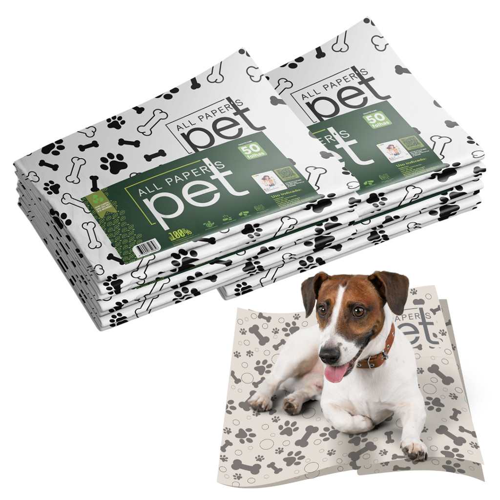 Kit Jornal Pet Higiênico 100 Folhas Biodegradável Atóxico Não Mancha