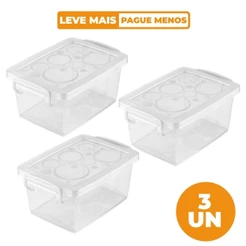 Kit 3 Caixas Organizadoras com Trava e Alça Cristal 650ml Bel Ordene