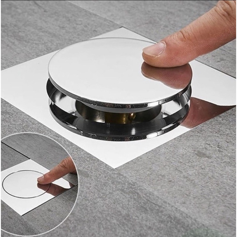 Kit 1/2 Un Ralo Inteligente Click 10x10 15x15 Cm Inox Banheiro Lavabo Veda Cheiro