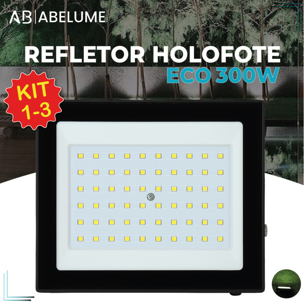 Holofote Refletor Led ECO Pro 300W Luz Fria IP65 | Luz Econômica Para Jardim em Oferta na Shopee