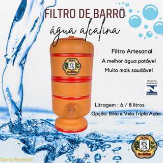 FILTRO DE BARRO 6L COMPLETOS (3L+3L) - SANTA MARINA COM VELA E BOIA DOSADORA em Oferta na Shopee