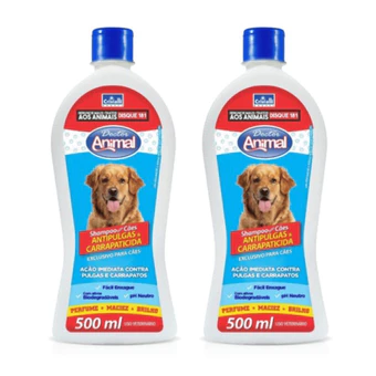 Kit com 2 Shampoo Doctor Animal Antipulgas E Carrapaticida para Cachorro 500ml