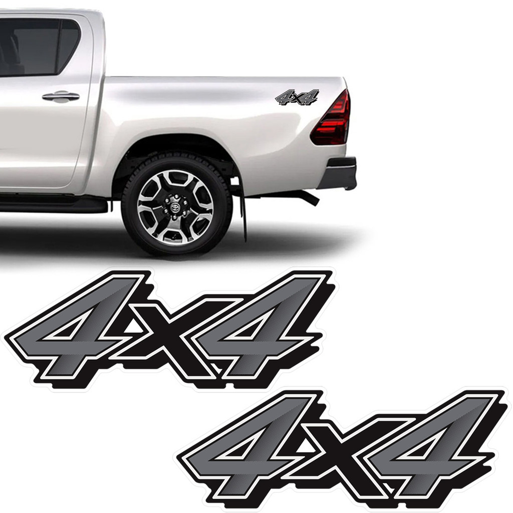 Par De Adesivos 4x4 Toyota Hilux 2021 Emblema Lateral Preto