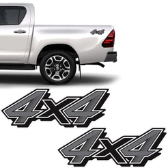 Par De Adesivos 4x4 Toyota Hilux 2021 Emblema Lateral Preto