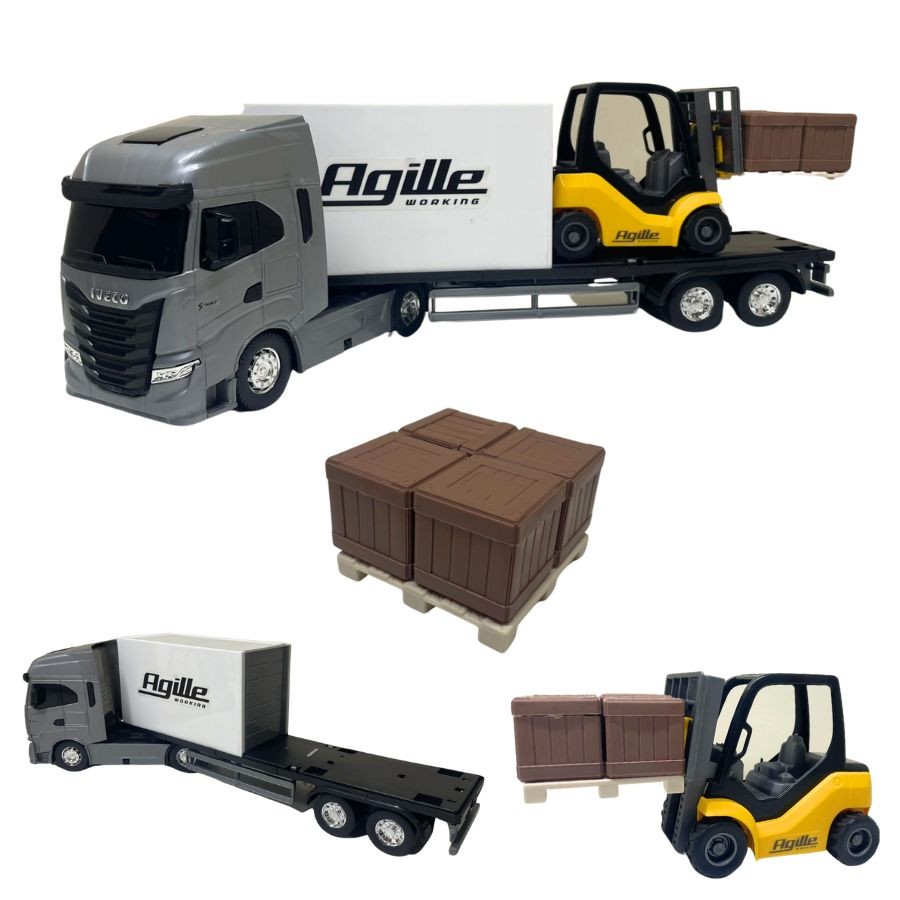 Caminhão  Prancha Empilhadeira Brinquedo Grande Iveco S-Way