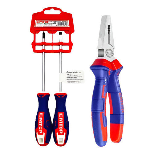 Kit Alicate Universal E Chave Fenda E Philips Emtop em Oferta na Shopee