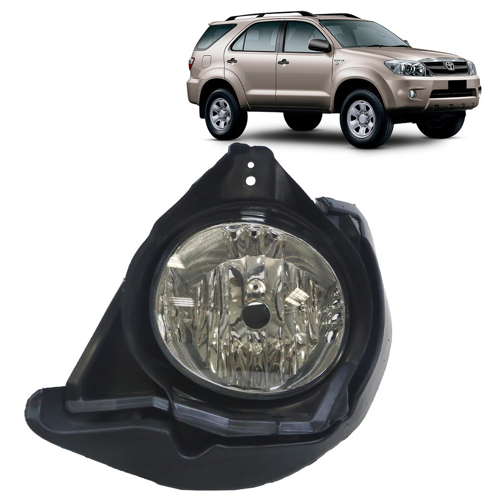 Farol Milha Hilux Sw4 2006 2007 2008 2009 2010 2011 Com Suporte Caraça Cinza Encaixe HB3 Lente Lisa