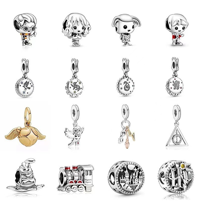 Berloques de Prata 925 Clássico Harry Potter Pulseira Acessórios Charme Colar Pingente Presente De Feriado