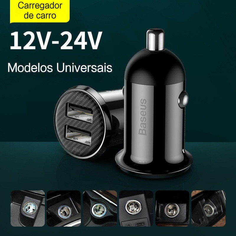 Desconto Carga Rápida Carregador Celular Veícular para Porta Profissional Mini 2USB 3.4A LELONG