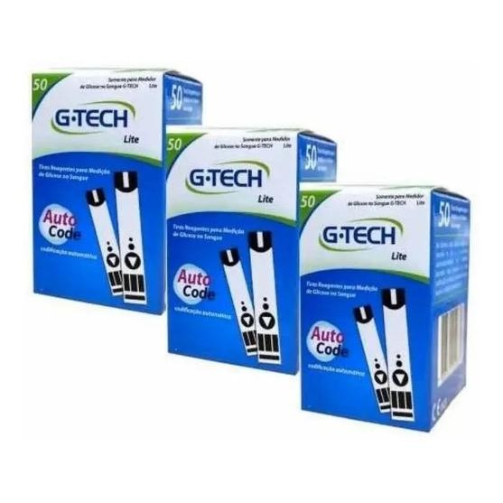 Tiras Fitas De Glicemia Glicose 150 Unid Gtech Lite
