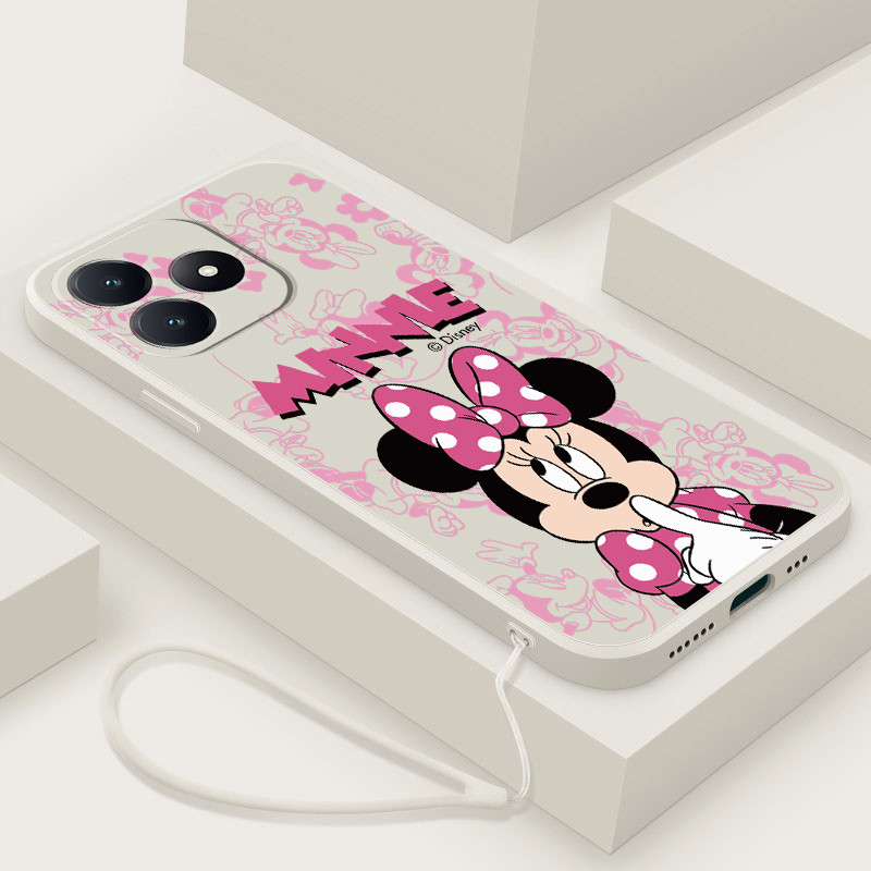 realme Note 60 note60 50 Capa Quadrada Líquida Anti-Queda Minnie Fashion Rubber Soft Invólucro