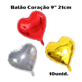 Kit com 10, 20, 30 balões Coração 9" 21 cm em Oferta na Shopee
