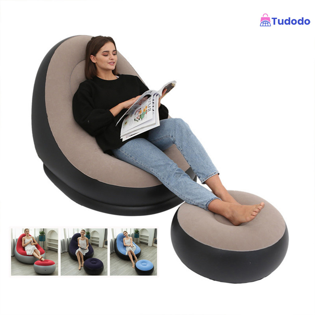 Ultra Lounge Conjunto Puff Inflável Portátil Poltrona e Sofá Descanso Preguiçoso