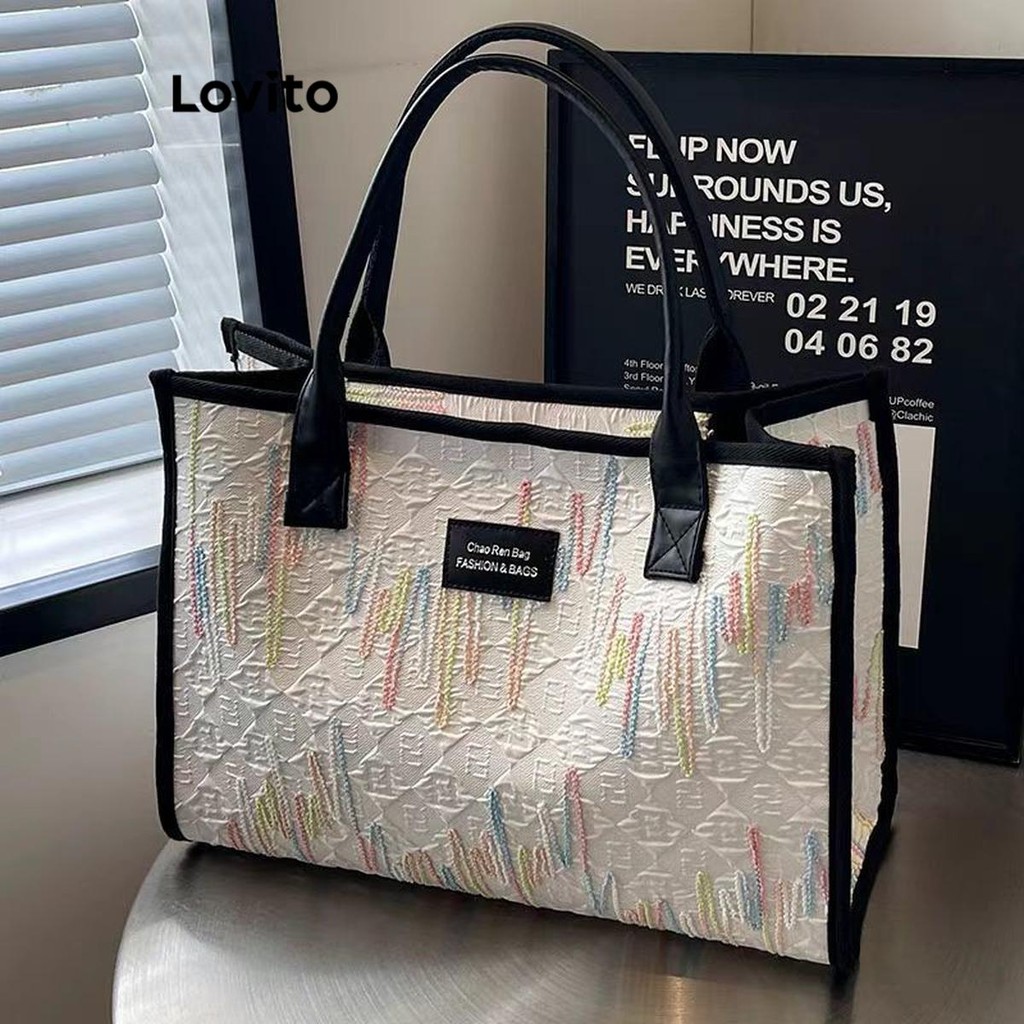 Lovito Bolsa de ginástica casual simples de grande capacidade para mulheres LFA47211 - Travel & Luggage
