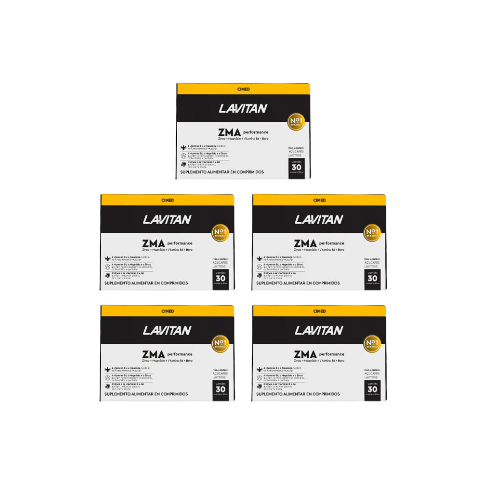 Kit 5 Lavitan ZMA Performance Homem - 30 Caps - Cimed em Oferta na Shopee