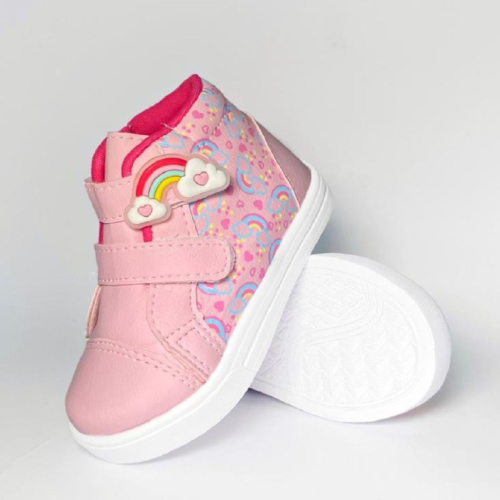 Tenis Cano Alto Infantil Menina Estilosa Arco Rosa 20 Ao 34