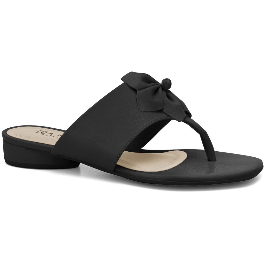 Sandália Feminina Rasteira Preta Flor Ramarim 2423202-8 em Oferta na Shopee