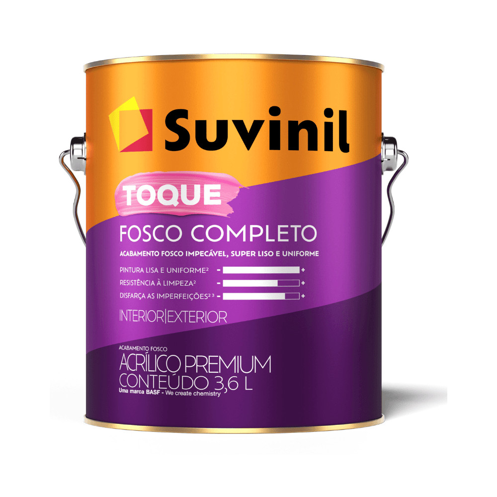 TINTA ACRÍLICA SUVINIL TOQUE FOSCO COMPLETO 3,6L VÁRIAS CORES em Oferta na Shopee