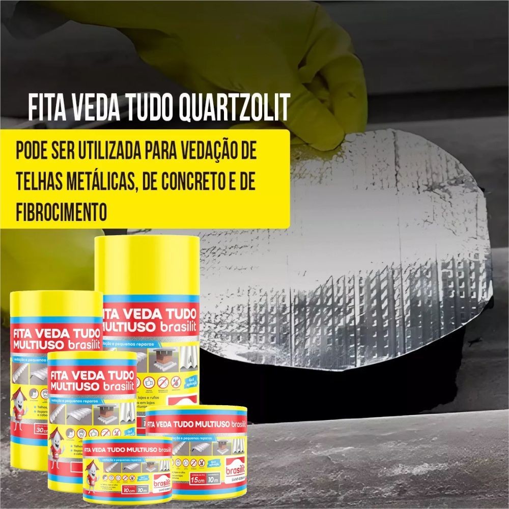 Fita Asfáltica Veda Tudo Multiuso Adesiva Telhado 10 Metros Brasilit Saint-Gobain