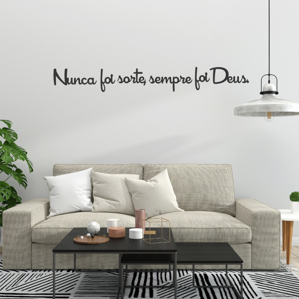 Quadro Decorativo Frase Nunca foi sorte sempre foi Deus Religioso Sala Quarto MDF 3mm