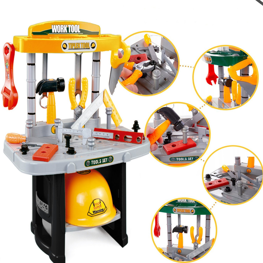 Kit Bancada de Ferramentas Infantil, 53 Peças, Com Capacete, Brinquedo em Oferta na Shopee