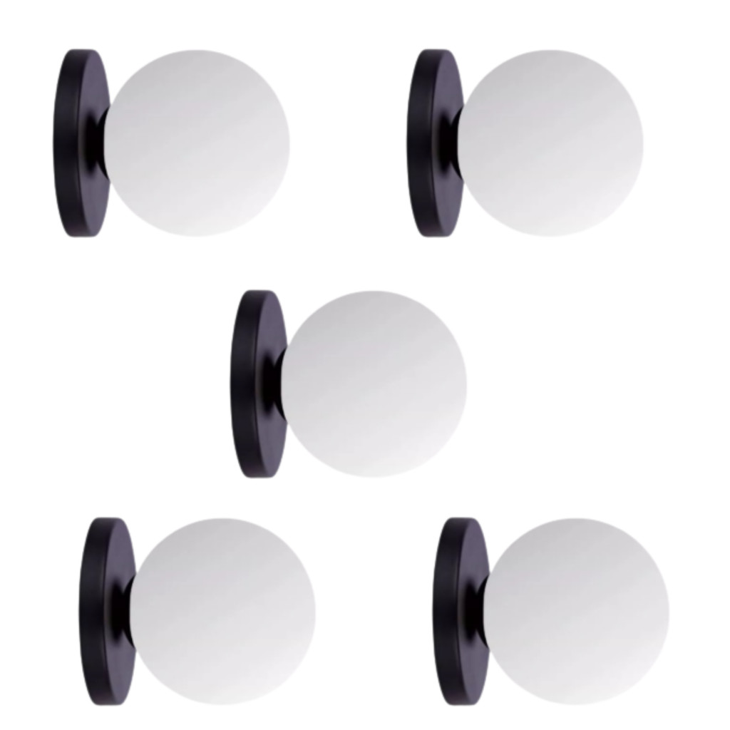 Kit 5 Arandelas Jabuticaba Plafon Parede Teto Globo Preta