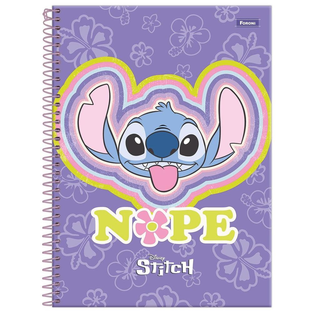 Caderno Universitário 1 Matéria 80 Folhas Disney Stitch Nope Foroni - Stationery