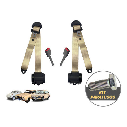 Cinto De Segurança Retrátil 3p Kit Dianteiro Fusca E Buggy