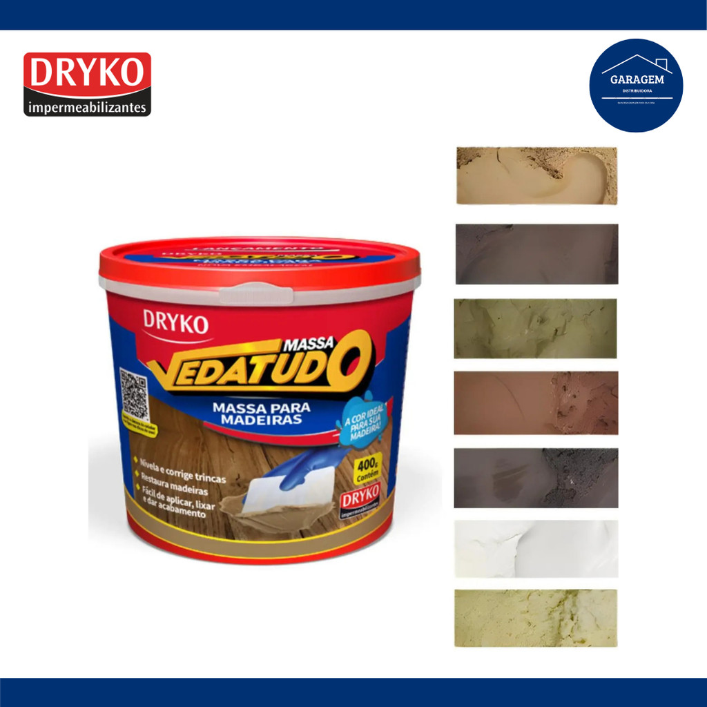 Massa para Madeira Correção Calafetar Reparo F12 400g - Dryko em Oferta na Shopee