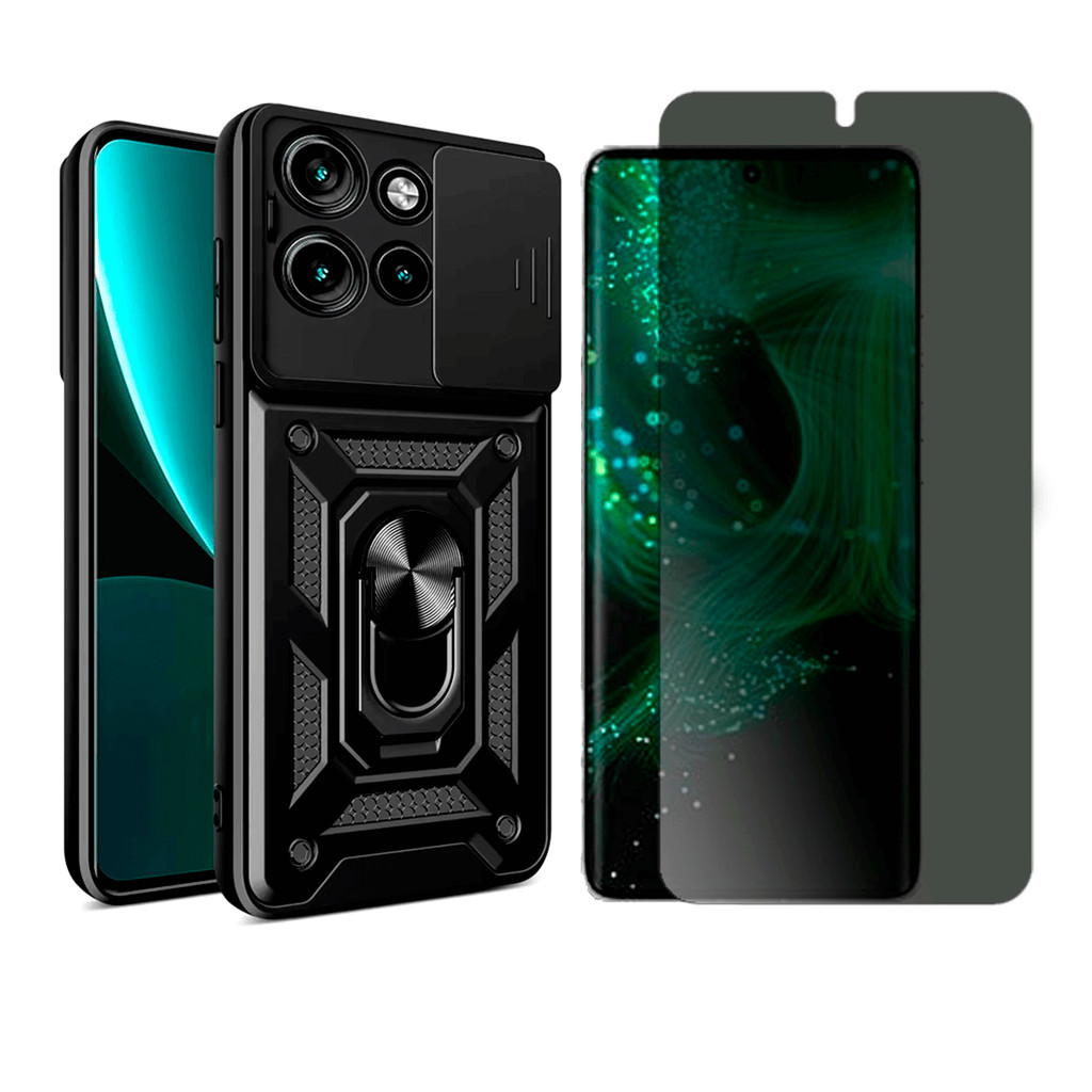 Capa Anel Para Motorola Moto Edge 50 5g + Pelicula Privacy