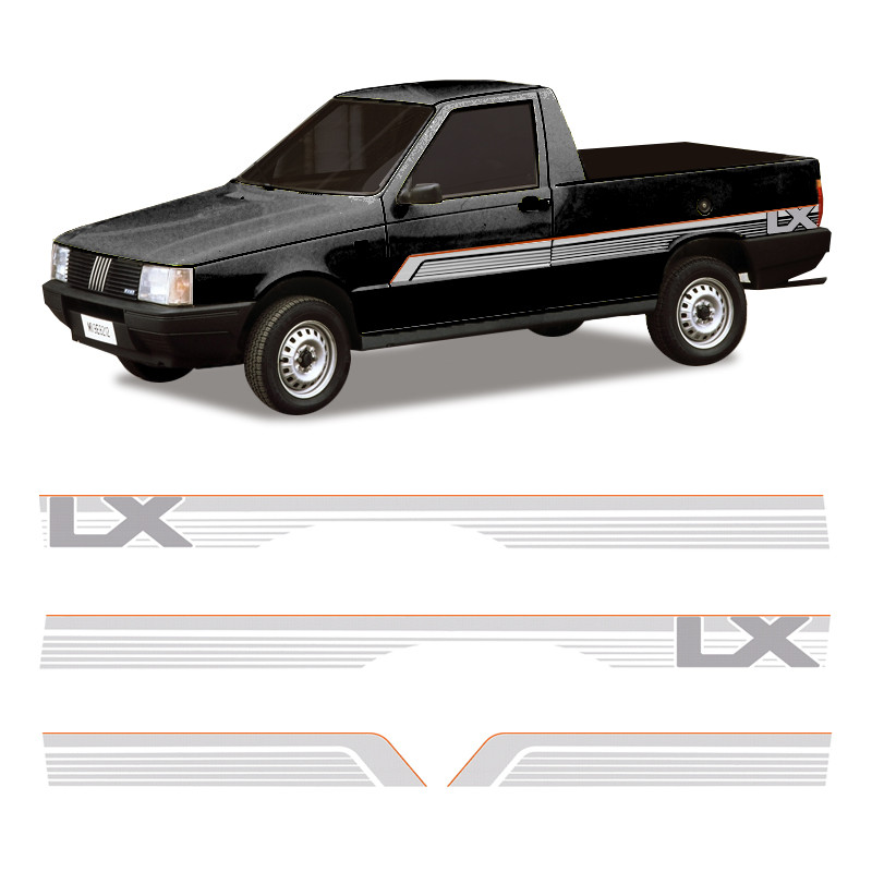 Faixas Fiat Fiorino Lx 1990 Adesivo Cinza Lateral Decorativo