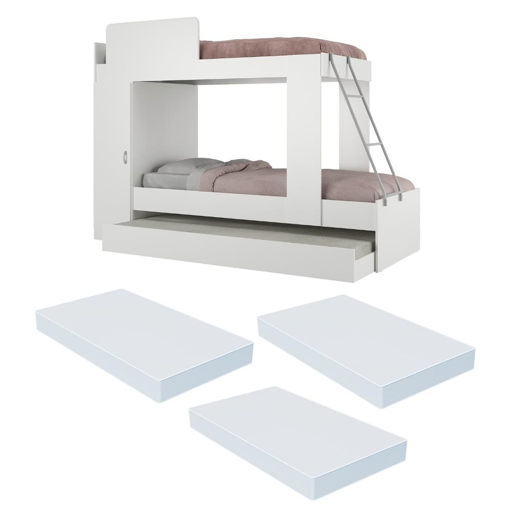 Treliche Havana Multimóveis Branca com 3 Colchões e Porta Lateral em Oferta na Shopee