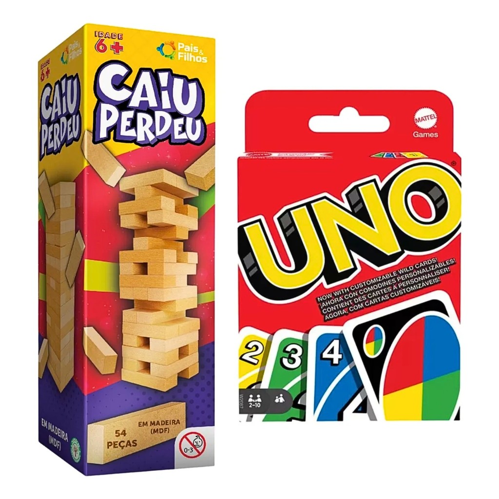 Jogo Uno Cartas Baralho Caiu Perdeu Torre De Mesa Tabuleiro Original Clássico - Mattel Pais & Filhos