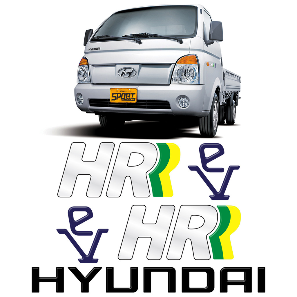 Adesivos Caminhão Hyundai Preto Hr Ev Emblemas Resinados