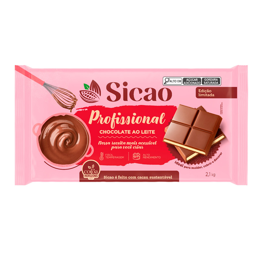 Chocolate ao Leite Profissional Barra 2,1kg SICAO em Oferta na Shopee