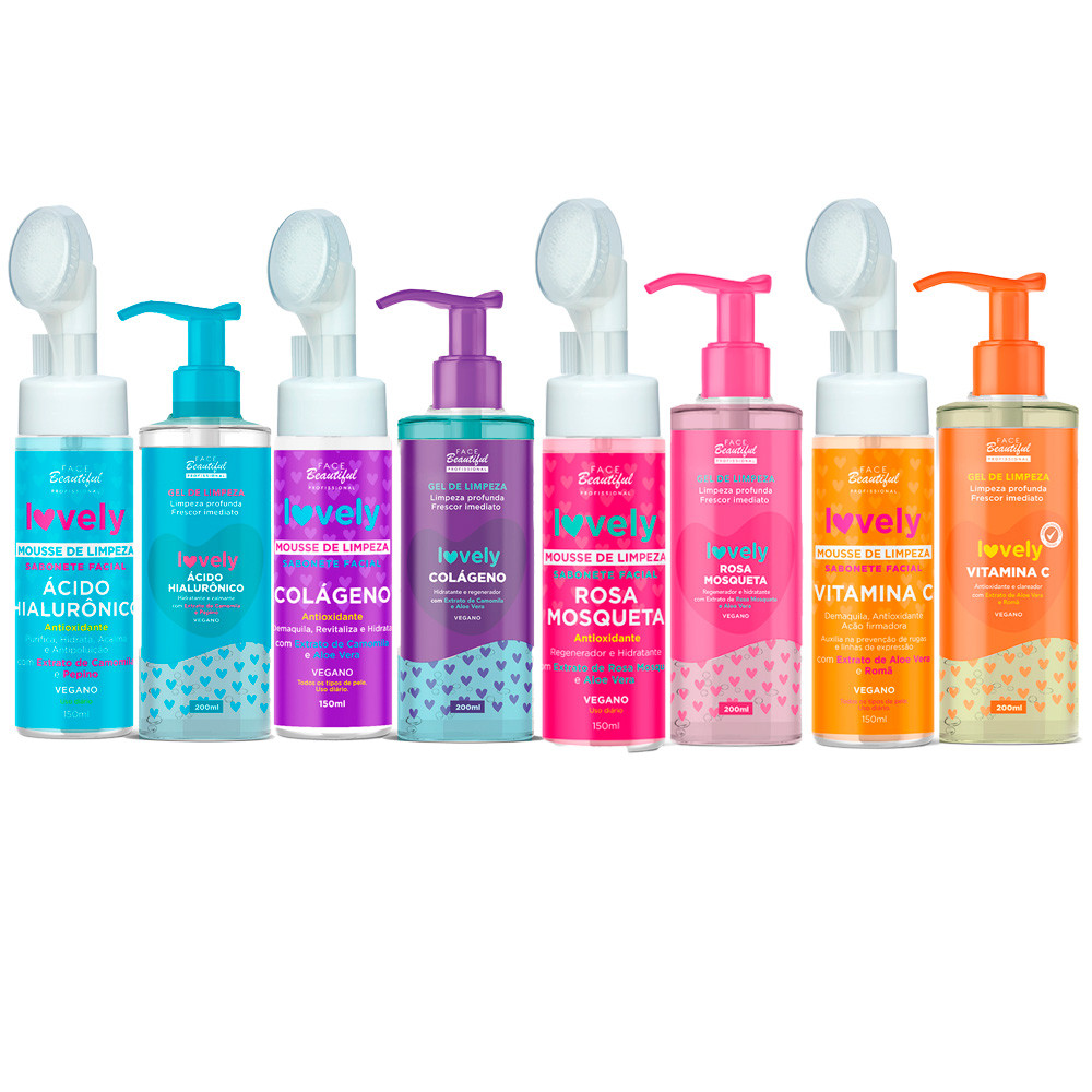 Kit Skin Care Combo Cuidados Mousse Facial Gel de Limpeza Lovely Face Beautiful em Oferta na Shopee
