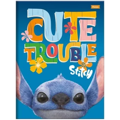 Caderno Brochurão Grande 20x27,5cm 80 Folhas Stitch Filme Cute Trouble Foroni