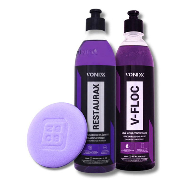 Restaurax Revitalizador + Shampoo Automotivo V-floc Vonixx