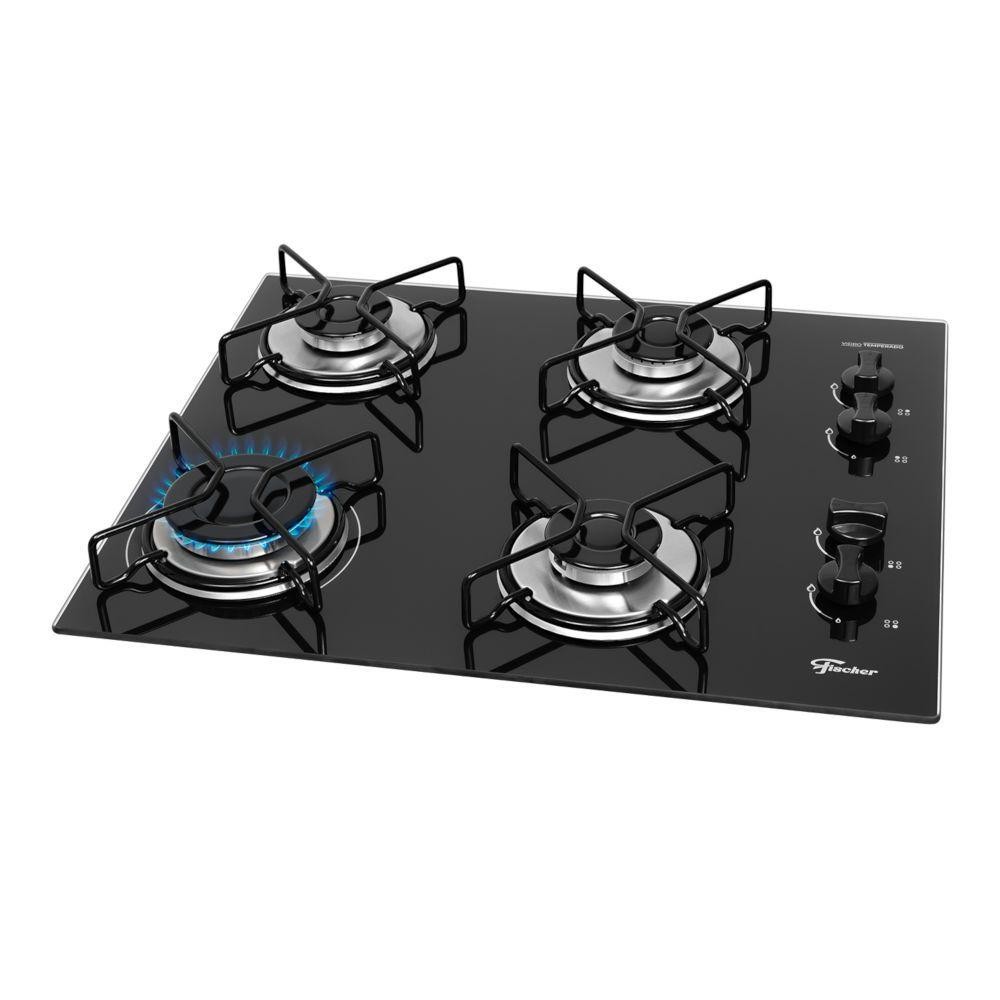 Fogão Cooktop a Gás Fischer Fit Line 36350-102675 4 Bocas Mesa Vidro Acendimento Automático Bivolt em Oferta na Shopee