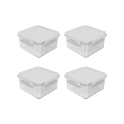 Kit de potes herméticos quadrado Ou 4 peças 800 ML Click Branco