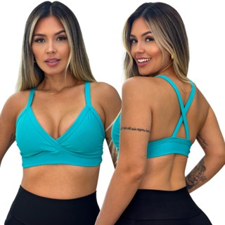 Top Verde Tiffany Com Forro Reforçado Treino Academia em Oferta na Shopee