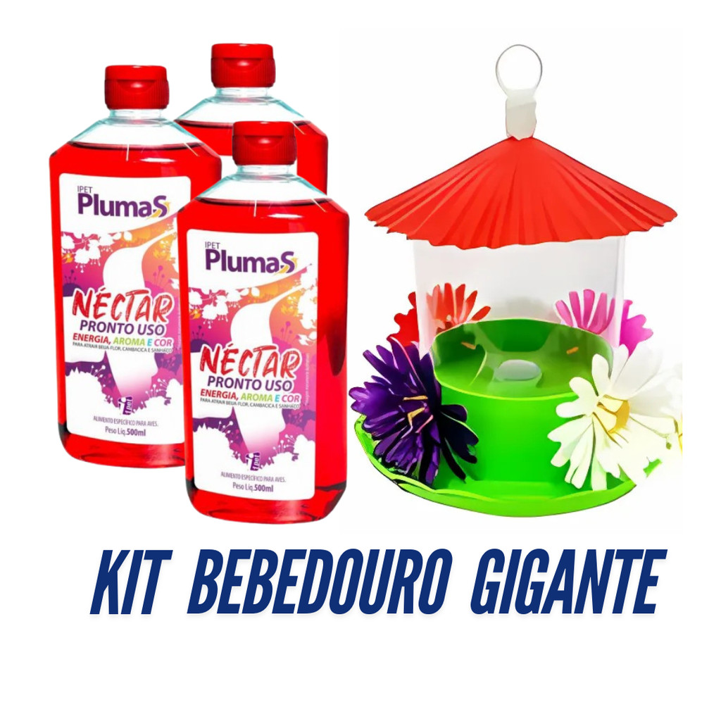 Kit 3 Néctar para beija-flor Pronto Uso + Bebedouro 750ml para Jardim