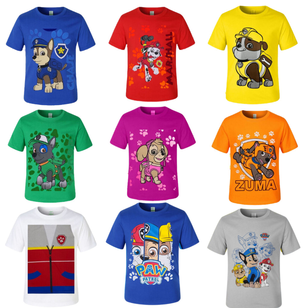 Linda Camiseta camisa Infantil Patrulha Canina Fantasia Personagens Marshal Ryder Rublbe Rocky Sky Zuma Envio Rapido