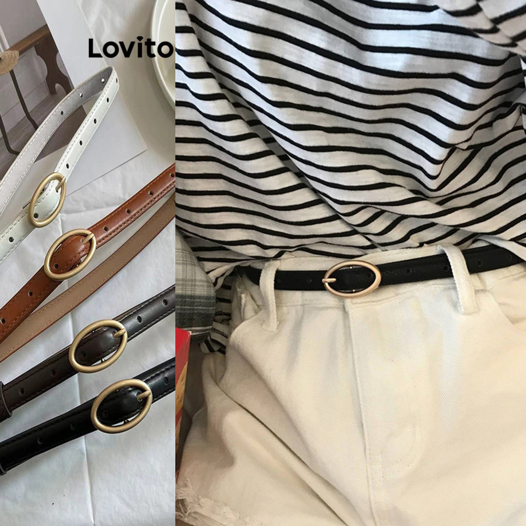 Lovito Cinto geométrico liso casual para mulheres LFA26087